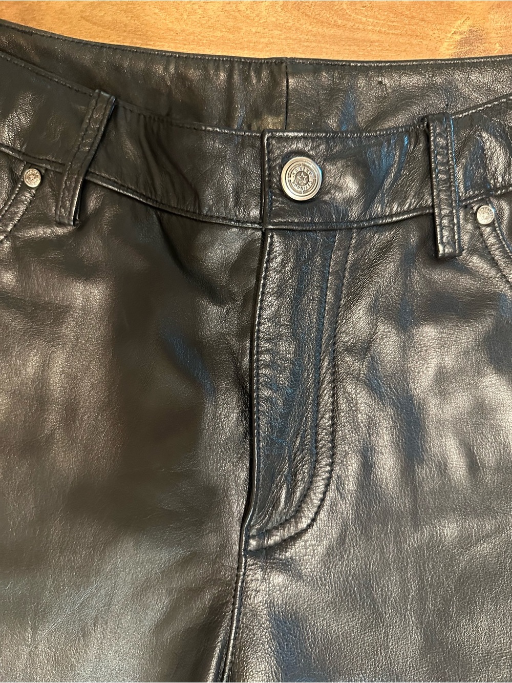 Harley-Davidson Black Leather Boot-Cut Flare Pants - Picture 9 of 12